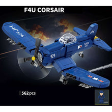 Load image into Gallery viewer, 562PCS MOC Military F4U Corsair Fighter Air Plane Figure Model Toy Building Block Brick Gift Kids DIY Set New Compatible Lego
