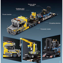 Load image into Gallery viewer, 1404PCS MOC Technic Speed Trailer Flatbed Truck Crane Model Toy Building Block Brick Gift Kids DIY Set New