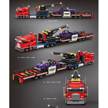 Load image into Gallery viewer, 1387PCS MOC Technic Speed Red Trailer Flatbed Truck Crane Jeep Model Toy Building Block Brick Gift Kids DIY Set New