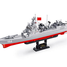 Load image into Gallery viewer, 633PCS Military WW2 Type 052D Destroyer Luyang Class Figure Model Toy Building Block Brick Gift Kids