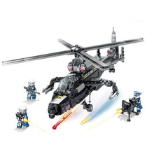 Load image into Gallery viewer, 393PCS Military WW2 WZ-19 Black Hurricane Helicopter Figure Model Toy Building Block Brick Gift Kids