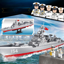Load image into Gallery viewer, 633PCS Military WW2 Type 052D Destroyer Luyang Class Figure Model Toy Building Block Brick Gift Kids