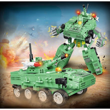 Load image into Gallery viewer, MOC Military WW2 Warrior Demining Transporter Armored Car Truck Transformer Mecha Model Toy Building Block Brick Gift Kids
