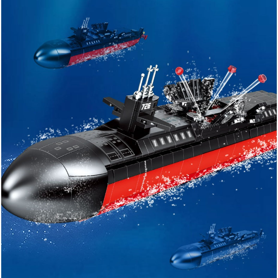 1003PCS Military WW2 Ohio Class Strategic Nuclear Power Submarine Figure Model Toy Building Block Brick Gift Kids Compatible Lego