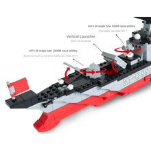Load image into Gallery viewer, 563PCS Military WW2 PLA Renhai Class Type 055 Destroyer Battle Ship Figure Model Toy Building Block Brick Gift Kids
