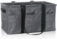 Load image into Gallery viewer, Thirty One Deluxe UTILITY tote laundry Picnic Bag 31 gift in Charcoal Crosshatch
