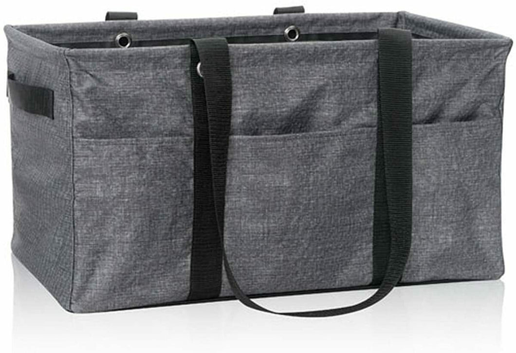 Thirty One Deluxe UTILITY tote laundry Picnic Bag 31 gift in Charcoal Crosshatch