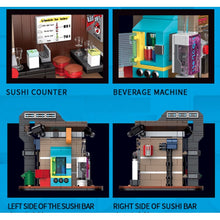 Load image into Gallery viewer, MOC Mini City Street Sushi Coffee Cuisine Restaurant Pharmacy Figure Toy Light Model Building Block Brick Gift Kids Compatible Lego