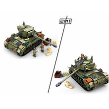 Load image into Gallery viewer, 742PCS Military WW2 2in1 M26 Pershing Tank Figure Model Toy Building Block Brick Gift Kids Compatible Lego