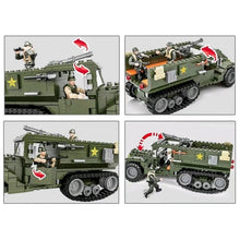 Load image into Gallery viewer, 649PCS Military M3 Half Track Armoured Carrier Ambush Truck Figure Model Toy Building Block Brick Gift Kids
