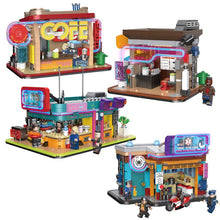 Load image into Gallery viewer, MOC Mini City Street Sushi Coffee Cuisine Restaurant Pharmacy Figure Toy Light Model Building Block Brick Gift Kids Compatible Lego