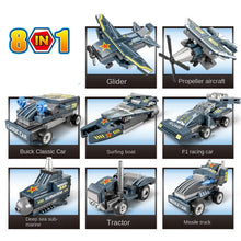 Load image into Gallery viewer, 493PCS Military WW2 8in1 Chengdu J-20 Air Fighter Model Toy Building Block Brick Gift Kids