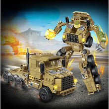 Load image into Gallery viewer, MOC Military WW2 Warrior Demining Transporter Armored Car Truck Transformer Mecha Model Toy Building Block Brick Gift Kids