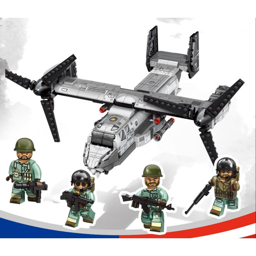 816PCS Military WW2 4in1 Boeing Bell V 22 Osprey B 2 B 52 Bomber