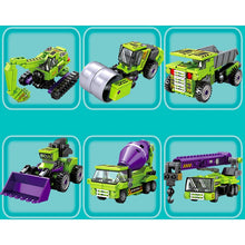 Load image into Gallery viewer, 600PCS MOC 6in1 City Engineering Vehicle Mecha Of Steel Model Toy Building Block Brick Gift Kids