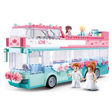 Load image into Gallery viewer, 379PCS MOC Girls Romantic Love Wedding Double Decker Bus Bride Bridegroom Figure Model Toy Building Block Brick Gift Kids