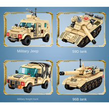 Load image into Gallery viewer, 877PCS Military WW2 4in1 Jeep Truck Tank Model Toy Building Block Brick Gift Kids Compatible Lego
