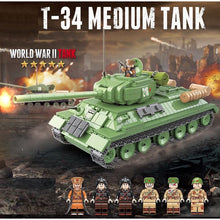 Load image into Gallery viewer, 1113PCS Military T34 Medium Tank Building Block Brick Model Figure Toy Gift Set Kids New Compatible with Lego