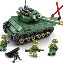 Load image into Gallery viewer, 437PCS Military M4 Sherman Tank US Building Blocks Model Soldier Figures Educational Toy Fully