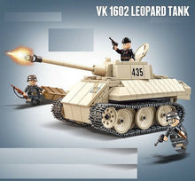Load image into Gallery viewer, 446PCS VK1602 Leopard Light Tank Model Building Blocks WW2 Soldier Figure Educational Toy Fully