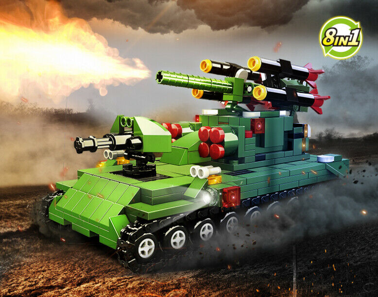 1019PCS Military 8 in 1 Destroyer Tank Building Block Brick Figures Model Educational Toy Fully Compatible With Lego