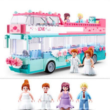 Load image into Gallery viewer, 379PCS MOC Girls Romantic Love Wedding Double Decker Bus Bride Bridegroom Figure Model Toy Building Block Brick Gift Kids