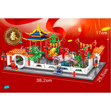 Load image into Gallery viewer, MOC Chinese New Year Scene Dragon Dance Garden Lantern Festival Model Figures Toy Building Block Brick Gift Kids