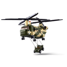 Load image into Gallery viewer, 513PCS Military WW2 CH-47 Chinook Transport Helicopter Jeep Figure Model Toy Building Block Brick Gift Kids
