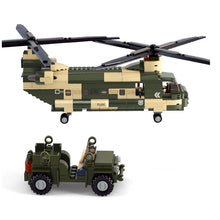 Load image into Gallery viewer, 513PCS Military WW2 CH-47 Chinook Transport Helicopter Jeep Figure Model Toy Building Block Brick Gift Kids