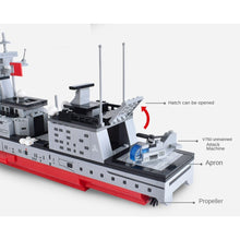 Load image into Gallery viewer, 563PCS Military WW2 PLA Renhai Class Type 055 Destroyer Battle Ship Figure Model Toy Building Block Brick Gift Kids
