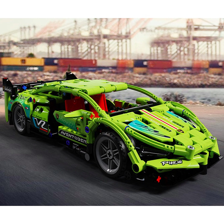 448PCS MOC Technic Pull Back Super Racing Sports Car Model Toy