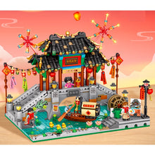 Load image into Gallery viewer, MOC Micro Mini Chinese New Year Traditional Bridge Pavilion Teahouse Model Figure Toy Building Block Brick Gift Kids