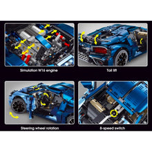 Load image into Gallery viewer, 3728PCS MOC Technic Large Blue Bugatti Veyron Super Racing Sports Car Model Toy Building Block Brick Gift Kids Compatible Lego