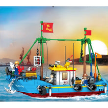 Load image into Gallery viewer, MOC Fishing Boat Figures Model Toy Building Block Brick Gift Kids