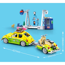Load image into Gallery viewer, 1409PCS MOC Technic Pull Back Beetle Trailer Motorcycle Bike Camper Car Model Toy Building Block Brick Gift Kids Compatible Lego