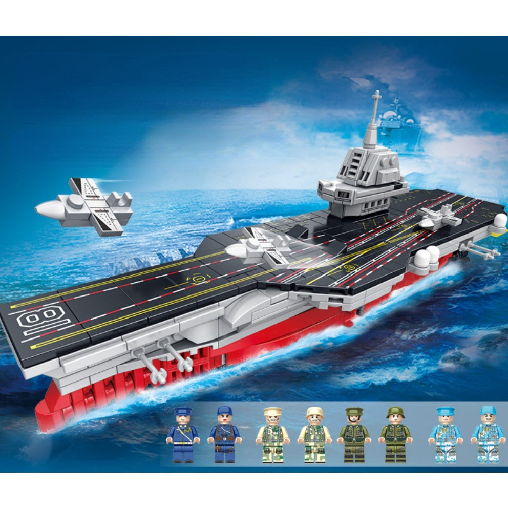 1002PCS Military WW2 8in1 003 Aircraft Carrier Ship Figure Model Toy Building Block Brick Gift Kids Compatible Lego