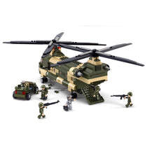 Load image into Gallery viewer, 513PCS Military WW2 CH-47 Chinook Transport Helicopter Jeep Figure Model Toy Building Block Brick Gift Kids