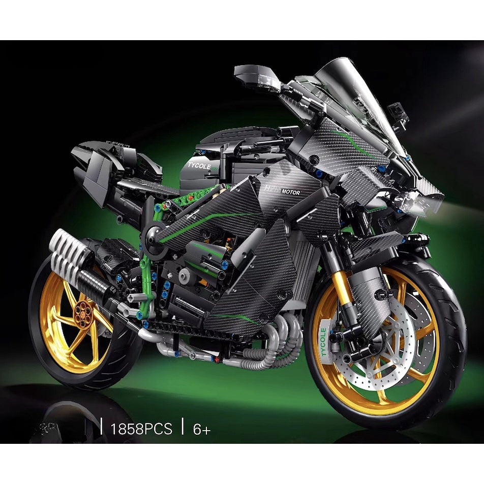 Audio Technics Motorcycle for Lego Kawasaki H2R - 1858+ pcs Technics  Motorbike Building Block, Compatible with Lego, 17.5 x 8.9 x 12 inches :  Toys & Games 