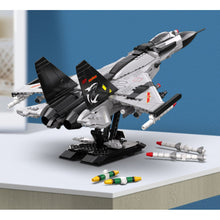 Load image into Gallery viewer, 1011PCS Military WW2 J-15 Flying Shark Flanker-D Air Fighter Aircraft Plane Model Toy Building Block Brick Gift Kids Compatible Lego Display Stand