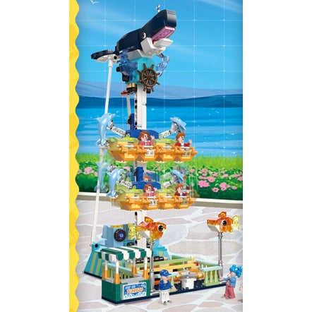 764PCS MOC City Funfair Amusement Park The Abyss Turbo Drop Figure