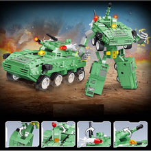 Load image into Gallery viewer, MOC Military WW2 Warrior Demining Transporter Armored Car Truck Transformer Mecha Model Toy Building Block Brick Gift Kids