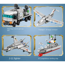 Load image into Gallery viewer, 706PCS Military WW2 4in1 HQ-6 Missle Y-20 J-11 Battle Ship Air Fighter Model Toy Building Block Brick Gift Kids Compatible Lego