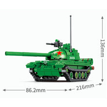 Load image into Gallery viewer, 489PCS MOC Military Type 59 Medium Tank Figure Model Toy Building Block Brick Gift Kids