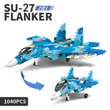 Load image into Gallery viewer, 1040PCS Military WW2 2in1 Sukhoi Su-27 Flanker Air Fighter Plane Figure Model Toy Building Block Brick Gift Kids Compatible Lego