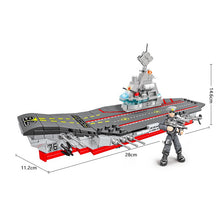Load image into Gallery viewer, 446PCS Military WW2 CVN Nuclear Powered Aircraft Carrier Figure Model Toy Building Block Brick Gift Kids