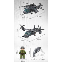Load image into Gallery viewer, 1084PCS Military WW2 2in1 WZ-20 Helicopter V-22 Osprey Figures Model Toy Building Block Brick Gift Kids Compatible Lego