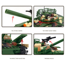 Load image into Gallery viewer, 422PCS Military WW2 T-72 Main Battle Tank Model Toy Building Block Brick Gift Kids