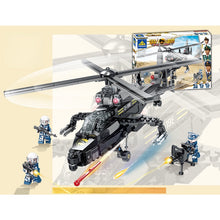 Load image into Gallery viewer, 393PCS Military WW2 WZ-19 Black Hurricane Helicopter Figure Model Toy Building Block Brick Gift Kids