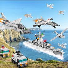 Load image into Gallery viewer, 706PCS Military WW2 4in1 HQ-6 Missle Y-20 J-11 Battle Ship Air Fighter Model Toy Building Block Brick Gift Kids Compatible Lego