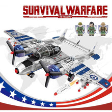 Load image into Gallery viewer, 479PCS MOC Military WW2 US P38 Lightning Air Fighter Figure Model Toy Building Block Brick Gift Kids